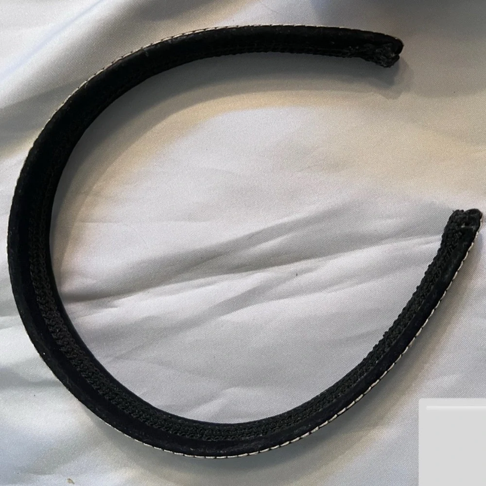 3/$15 Black Suede Headband with Tan stitching Not New but Never Worn